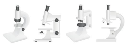 Microscope icons set, realistic style vector