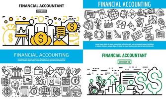 conjunto de banners financieros contables, estilo de esquema vector