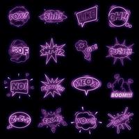 Comic sound cloud set vector neon