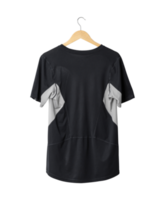 Black sport T shirt mockup hanging, Png file