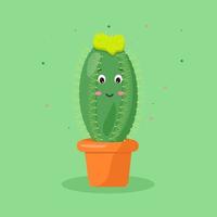 Carácter cactus en una olla kawaii emociones vector