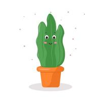 Carácter cactus en una olla kawaii emociones vector