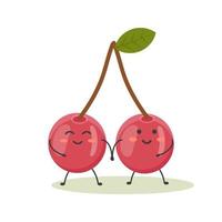 ripe cherries in the style of kawaii vector