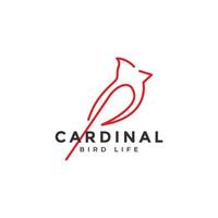 continuous line bird cardinal logo design vector graphic symbol icon illustration creative idea