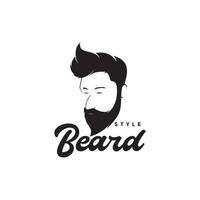 cool face man with beard and hairstyle logo design vector graphic symbol icon illustration creative idea