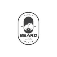 placa con gordo hombre barba diseño de logotipo vector gráfico símbolo icono ilustración idea creativa