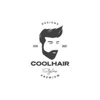 cool man head with good hairstyle vintage logo design vector graphic symbol icon illustration creative idea