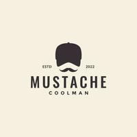 hipster face with mustache and hat logo design vector graphic symbol icon illustration creative idea