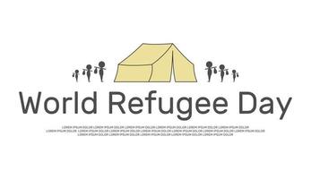 concepto del día mundial de los refugiados en un estilo de dibujos animados mínimo vector