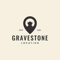pin map location with grave stone logo design vector graphic symbol icon illustration creative idea