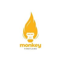 monkey with hair fire flame logo design vector graphic symbol icon illustration creative idea