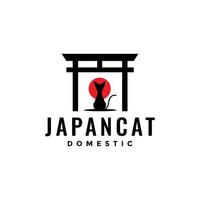 torii japan with cat logo design vector graphic symbol icon illustration creative idea