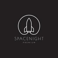 line circle with rocket airplane space logo design vector graphic symbol icon illustration creative idea