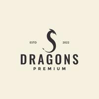 minimal letter S with dragon logo design vector graphic symbol icon illustration creative idea