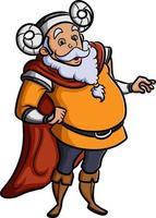 The old man viking with beard on his head is standing and happy vector