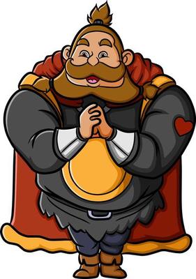The happy giant king is welcoming and giving the speech
