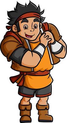 The strong fighter is ready to fight enemy and smile