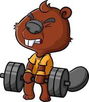 The beaver is lifting big weight with full of energy vector