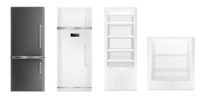 Fridge icon set, realistic style vector