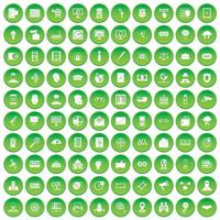 100 security icons set green circle vector