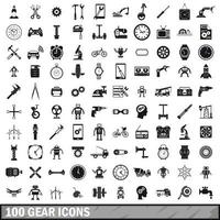 100 gear icons set, simple style vector