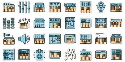 Synthesizer icon outline vector. Acoustic audio vector