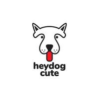 cute head minimalist dog with tongue logo design vector graphic symbol icon illustration creative idea