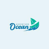 modern simple boat with wave ocean logo design vector graphic symbol icon illustration creative idea