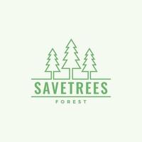 línea verde árboles pinos bosque diseño de logotipo vector gráfico símbolo icono ilustración idea creativa