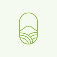 line minimalist agriculture farm with mountain green logo design vector graphic symbol icon illustration creative idea