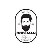 macho face man beard and mustache logo design vector graphic symbol icon illustration creative idea