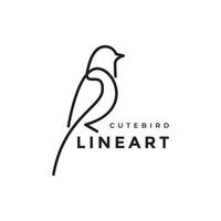 pajarito línea minimalista diseño de logotipo vector gráfico símbolo icono ilustración idea creativa