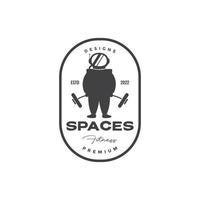 astronaut gym logo design vector graphic symbol icon illustration creative idea