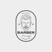 line badge vintage with man hairstyle logo design vector graphic symbol icon illustration creative idea