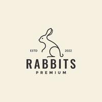 línea simple arte conejo hipster diseño de logotipo vector gráfico símbolo icono ilustración idea creativa
