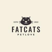 hipster cabeza gato gordo diseño de logotipo vector gráfico símbolo icono ilustración idea creativa