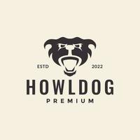 head dog howl hipster logo design vector graphic symbol icon illustration creative idea