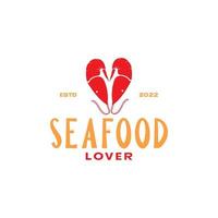 red shrimp love seafood logo design vector graphic symbol icon illustration creative idea