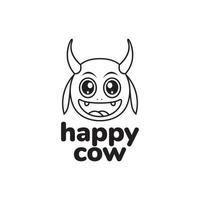 dibujos animados línea cabeza vaca sonrisa logotipo diseño vector gráfico símbolo icono ilustración idea creativa
