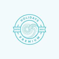 line badge with wave holidays logo design vector graphic symbol icon illustration creative idea