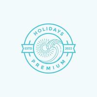 line badge with wave holidays logo design vector graphic symbol icon illustration creative idea