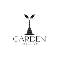 planta jardín jarrón maceta interior esquina logotipo diseño vector gráfico símbolo icono ilustración idea creativa