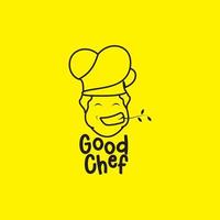 jefe de cocina gran sonrisa feliz diseño de logotipo vector gráfico símbolo icono ilustración idea creativa