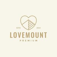 triangle mountain with love line logo design vector graphic symbol icon illustration creative idea