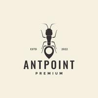 insect ant with pin map location logo design vector graphic symbol icon illustration creative idea