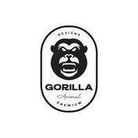 insignia vintage con mono gorila enojado diseño de logotipo símbolo gráfico vectorial icono ilustración idea creativa vector