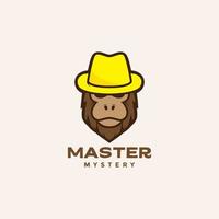 colored cool cartoon head monkey with hat logo design vector graphic symbol icon illustration creative idea