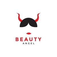 head beauty women with horn angel evil logo design vector graphic symbol icon illustration creative idea