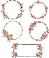 a set of floral watercolor frame