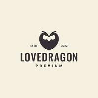 dos dragones amor vintage logo diseño vector gráfico símbolo icono ilustración idea creativa